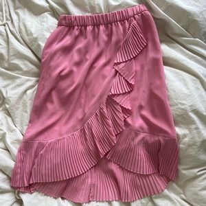 J Crew Pink pleated ruffle skirt size small